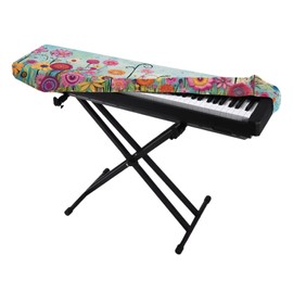 Psesaysky Colorful Flower Cloth Piano Keyboard Dust Cover Adjustable Full Cover Piano Keyboard Cover Stretchy Digital/Electric Piano Cover Fits Keyboards 61-88 Keys