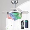 LumZeylith 30" Retractable Crystal Ceiling Fan with Light, RGB Modern