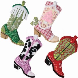 Bucilla, Boots and Bling, Perfect for DIY Arts and Crafts Felt Applique 4 Piece Ornament Making Kit