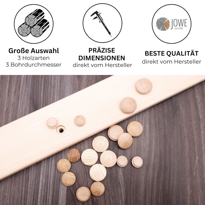 Pack of 25 Oak Cover Caps for Drill Hole 15