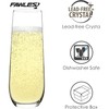 FAWLES Stemless Champagne Flutes Set of 12, Crystal Glass, 8