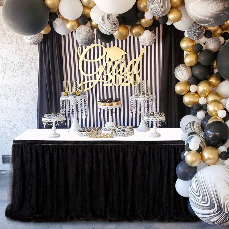 Black Tulle Tutu Table Skirts for Rectangle or Round Tables