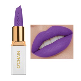 O'CHAIN Purple Matte Lipstick, Long Lasting Full Coverage Non-Transfer Lipstick for Women Infused with Jojoba Oil and Vitamin E, Cruelty-Free & Vegan (13 EMOTION) 0.12 Oz