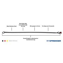 Herm Sprenger Black Stainless Steel Choke Dog Training Collar No-Pull Slip Chain for Small Medium Large Dogs for Easy Control Show Chain Collar Made in Germany 2mm 16in (40cm)