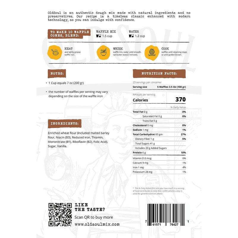 OLDSOUL Professional Cone Waffle Mix | Vanilla Flavour | Batter