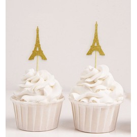 Darling Souvenir, Eiffel Tower Cupcake Toppers, Wedding Party Dessert Decorations - Pack Of 20