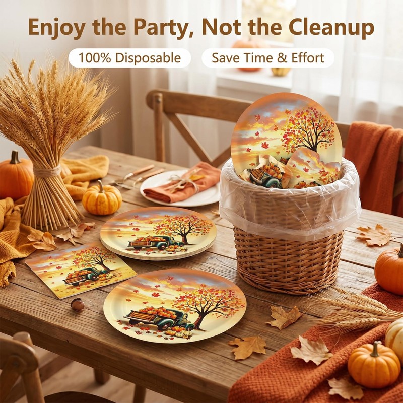 40 Pcs Fall Paper Plates and Napkins 9 inch Dinner