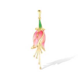 Santuzza Red Tulip Silver Pendant 925 Sterling Silver Flower Enamel Necklace Jewelry for Women