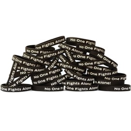 SayitBands 50 Black No One Fights Alone Support Wristband Bracelet