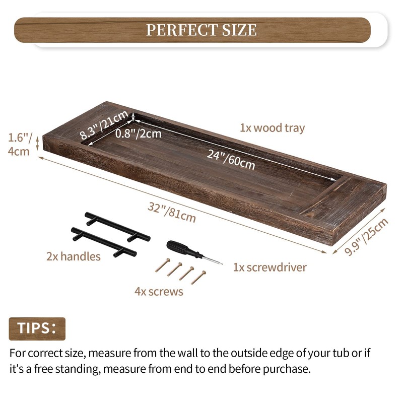 Hanobe Bathtub Tray Bath Caddy: Wood Tub Trays Table Extra