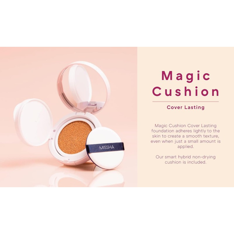 Missha Magic Cushion Cover Lasting Foundation SPF50+/PA+++, #21 Light Beige