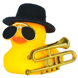 Car Rubber Duck with Mini Tuba,Squeaky Duck for Jeep Ducking Car Dashboard Decoration Party Favors Funny Ducky with Mini Hat and Sunglasses