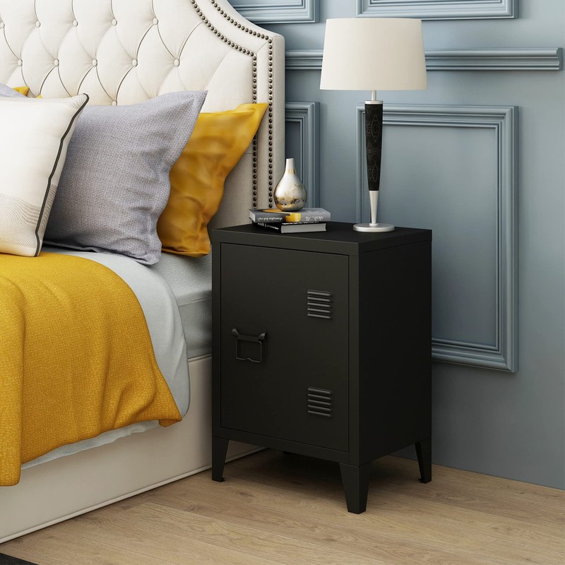 MIOCASA Metal Nightstand Modern End Side Table Steel Bedside Storage