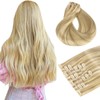 HOTBANANA Seamless Clip in Hair Extensions Light Blonde Highlighted Golden