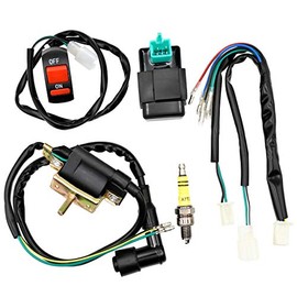 Royitay Wiring Loom Magneto Ignition Coil CDI Kill Switch Spark Plug Kits for 50cc 70cc 90cc 110cc 125cc140cc Kick Start Dirt Pit Bike ATV