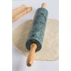 Fox Run Marble Rolling Pin and Base, Green 2.5 x