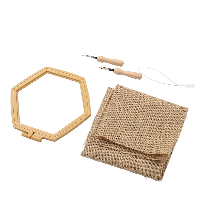 Punch Needle Kit Hex Hoop Glossy Frame Easy Operation Safe