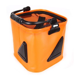 FONGKNOX Portable Fishing Bucket Collapsible Live Baits Fish Container Outdoor Camping Foldable Water Bucket Fetching Water Multi Function with Handle & Rope Easy Carry 7.2 L Orange Colour