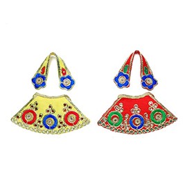 Aditri Creation Set of 2 Red & Yellow Designer Laxmi Durga Devi MATA Dress poshak vastra Cloth lehanga Chunari Puja Item for Idol Statues (Size :- 3")