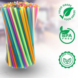 100Pcs Fluorescent Plastic Straws, Plastique for Kids' Milkshakes, Birthday Parties, and Events, Plastic Straw for Fast Food Restaurant, Beverage Shop, Straws Disposable Plastic for All Occasions