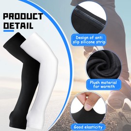 Skylety 2 Pairs Arm Sleeves Warmer Cycling Thermal Warmer Sleeves Arm Winter Cover with Thumb Holes for Men Women(Medium,Black, White)