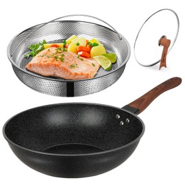 Nonstick Wok with Lid, 13 Inch Woks & Stir-fry Pan 100% PFOA Free