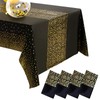 Party Tablecloth, Pack of 4, Reusable Tablecloth, Black Gold Rectangle