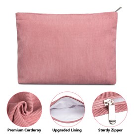FITDON 2PCS Cosmetic Bags for Women Makeup Bag for Purse Small Corduroy Makeup Pouch Travel Make Up Bag with Zipper Toiletry Bag Organizer, Pink