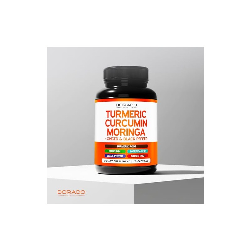 Turmeric Curcumin Supplement with Black Pepper, Ginger, Moringa (Made with