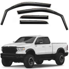 GrandWheel Co Smoke Tinted in-Channel Side Window Vent Visor Deflectors Rain Guards Compatible with Dodge Ram 1500 2019-2025 Quad Cab - 4pcs. GW0949