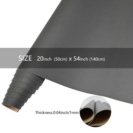 20"x 54"(50cm x 140cm) Faux Leather|Soft Dark Grey Smooth Surface Solid Faux Leather Fabric|1mm Thick Water Proof PU Nappa Leather Fabric for Furniture Decoration, DIY Crafts, Sewing, Etc.