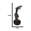 Jumping Bottlenose Dolphins Bronze Electroplated Resin Figurine with Base Decor