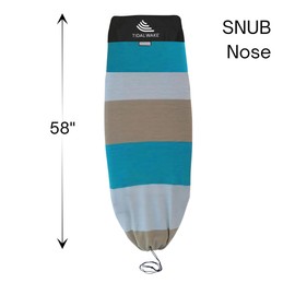 Tidal Wake TAG-IT –58" Snub Nose Surf & Wake Board Sock - Soft Wakesurf/Wakeboard Bag with Built-in Name Tab, Customizable Wake Surfboard/Wakeboard Cover Protects Your Board Teal-Cream-Taupe