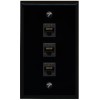 RiteAV 3 Port Cat6 Ethernet Female-Female Wall Plate Flat Black