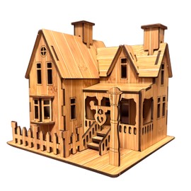MPIUET 3D Wooden House Puzzles for Adults Wooden Rustic Villa Building Model, 3D Jiasaw Puzzles, 6.7" × 6.1" × 6.9", Laser Engraving, Without Burrs, No Glue or Other Tools Required