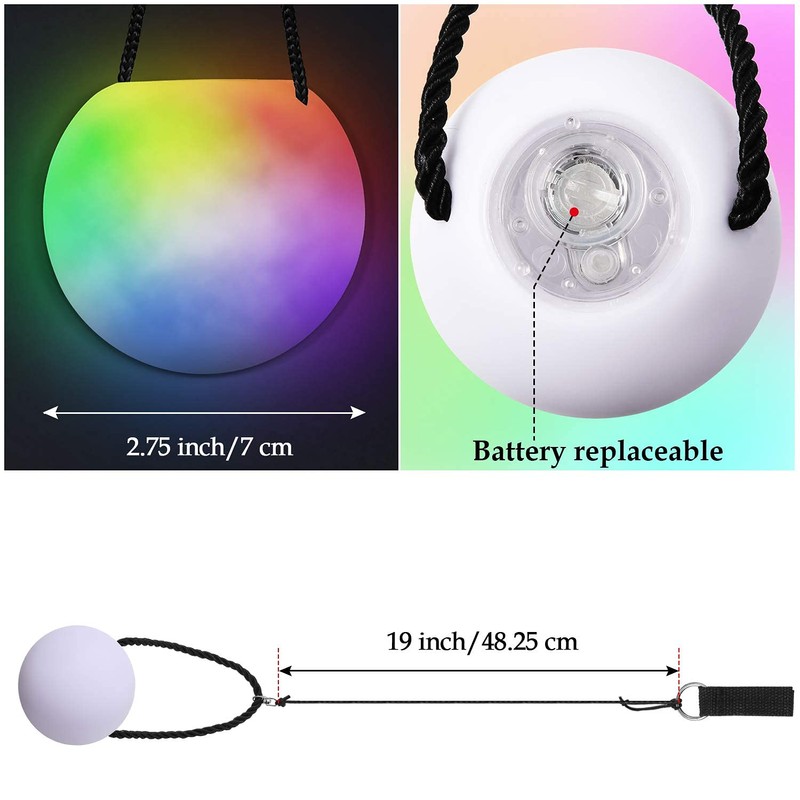LED Poi Balls 2 Pieces, Light Spinning Flow Ball Toy,