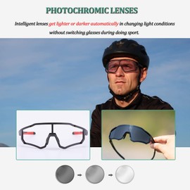 ROCKBROS Cycling Sunglasses Photochromic Sport Sunglasses with UV400 Protection Full Frame Goggles Sports Eyewear for Outdoor Sports Cycling Driving Running Fishing Adults Unisex