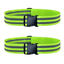 SquEqu 2 Pack Reflective Sash Elastic Stretchy Reflective Bands High Visibility Glow Waist Belt Reflectors Safety Waist Band Strap for Running at Night Early Morning Walking Dogs Cycling Evening Walks