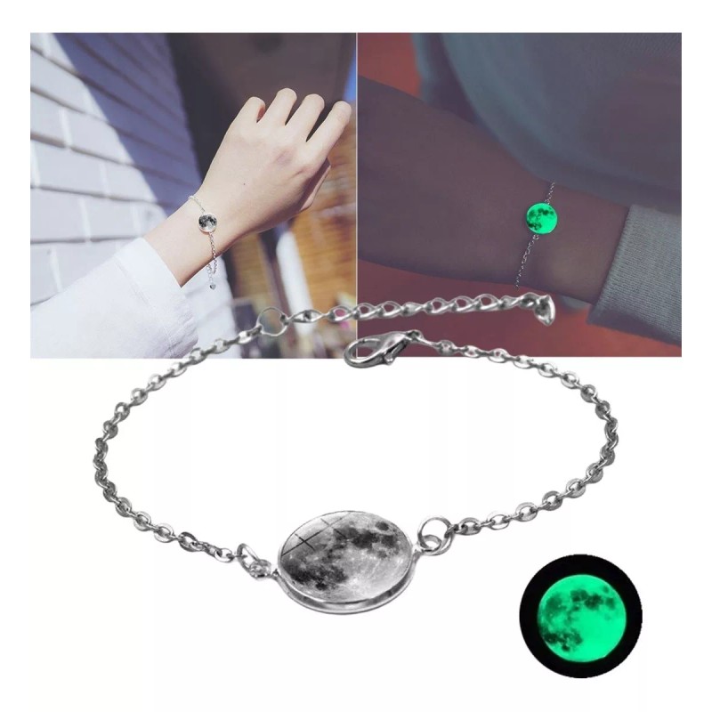THE9SHOP Pulsera Luna Llena Brilla Oscuridad Moda Brillante Envió 3d