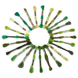 Craftdady 24 Bundles Green Friendship Bracelet String Cross Stitch Threads Embroidery Floss 1mm Polyester Sewing Decoration Crafting Arts Embroidery Strings for Craft Jewelry Making