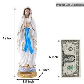Lourdes Virgin Mary Statue, 12 Inch Catholic Blessed Virgin Mother Mary Statues, Catholic Gift Resin Virgin Mary Figurines, Suitable for Religious and Home Decor, Filling Indoor Space (12 Inch)