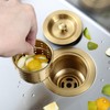 OUGOO 3-1/2-inch Gold Kitchen Sink Drain, Stainless Steel Removable Deep