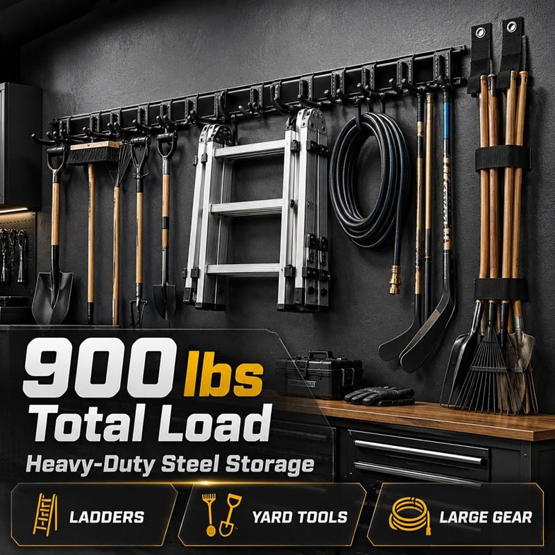 64" Garage Tool Organizer Wall Mount,900 lbs Heavy Duty Garden