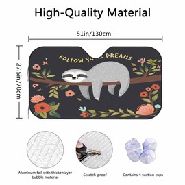 Cute Sloth Windshield Sun Shade Car Front Window Shades for Car Accessories Sun Heat UV Rays Visor for Universal Cars SUV Truck 51 x 27.5 Inch