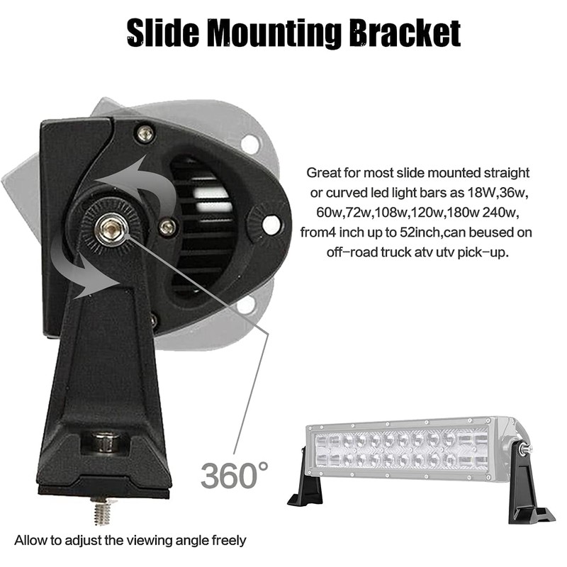 LEDKITO LED Light Bar Side Mounting Bracket Base Mounting Universal