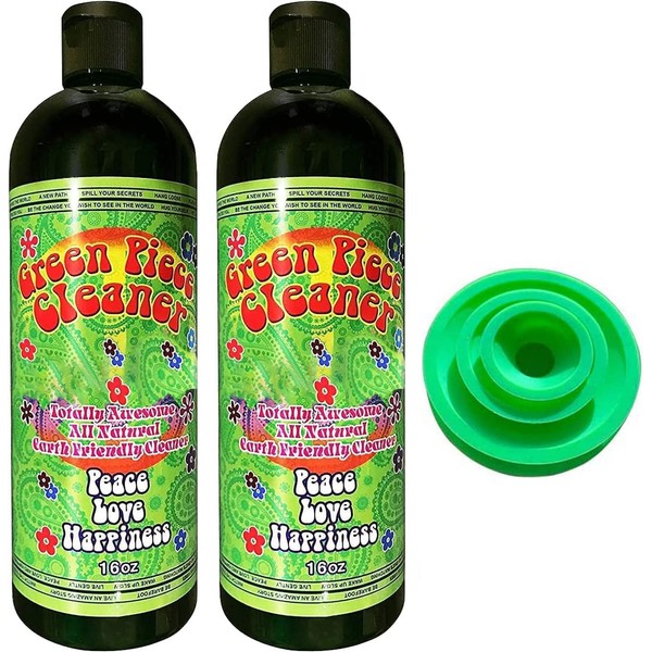 Green Piece® Glass Cleaner 2 Bottle-16 oz - with Set of 3 Silicone Plugs