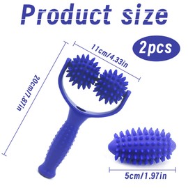 Massageroller Mit Griff,Mit 3 Massageball,Massageroller Beine,Hochwertigem Igelball Massagerolle,Kleine Faszienrolle,Kann Zur Entspannung Der FüßE,Beine,RüCkenmuskulatur Usw.Verwendet Werden.