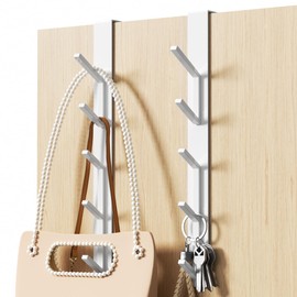 niffgaff Over the Door Hook, Vertical Door Hook, Hanging Clothes Hook, for Towel and Clothes Hangers, Aluminium, White, Pack of 2