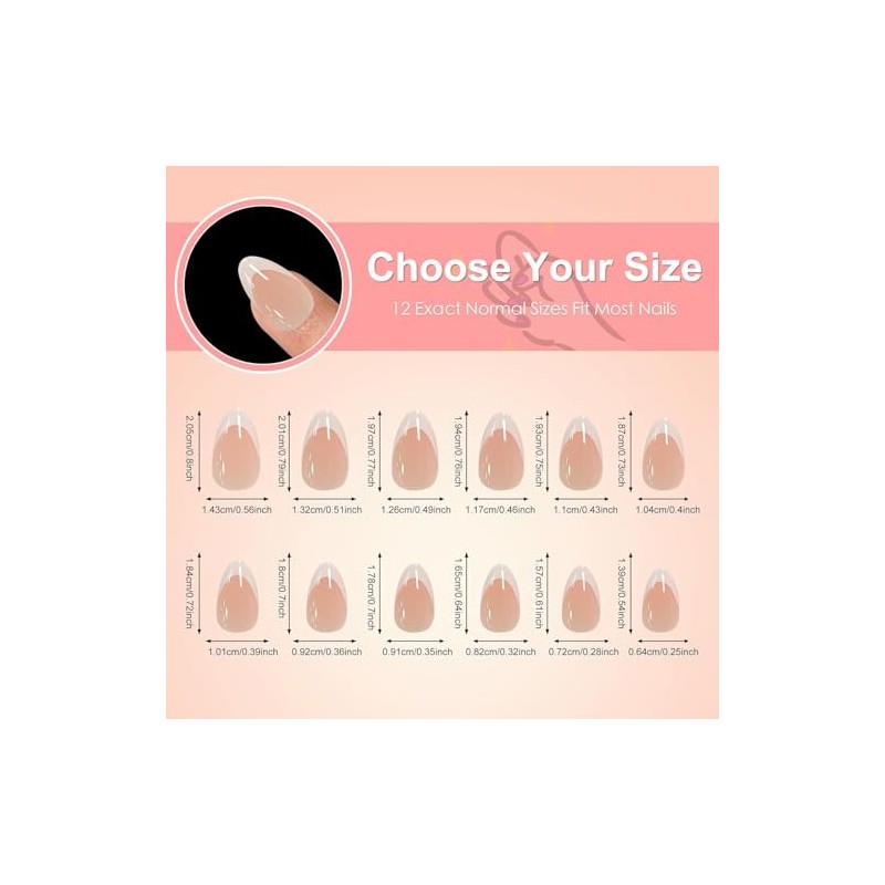 120 Piezas Francés Uñas Postizas, Rosa Natural Degradado Artificiales Uñas