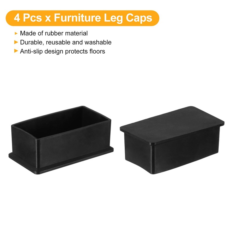 sourcing map Rubber Furniture Leg Caps, 4Pcs 40x80mm Rectangle Chair